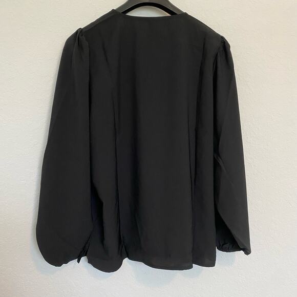 J.Crew Puff-sleeve satin-back crepe top Black‎ LT Large Tall NWT - Picture 3 of 9